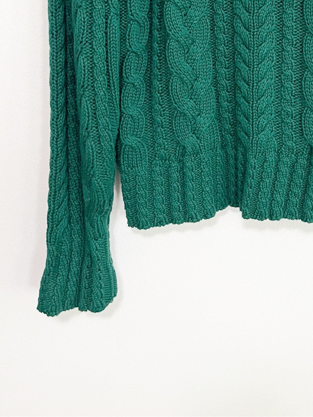 BOGO! J. Crew Cotton Cable Knit Crewneck Sweater Green Size Medium - Picture 8 of 10